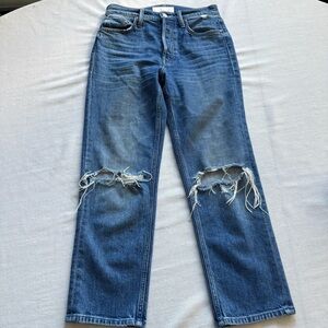 MOTHER The Tomcat High Rise Straight Jeans Playing With Scissors 26